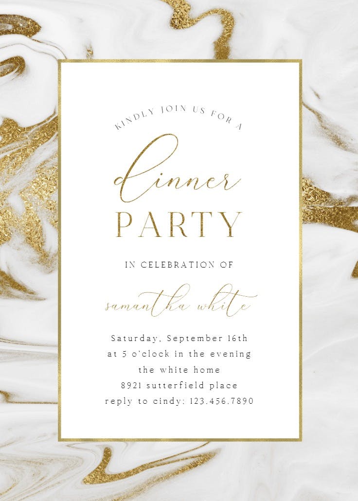 Marble frame - dinner party invitation